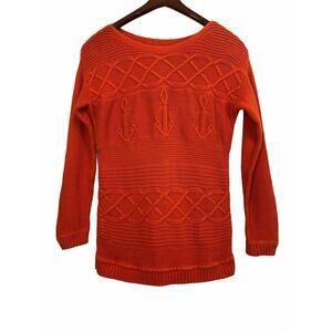 Talbots Orange Sweater Petite Medium Boat Neck
